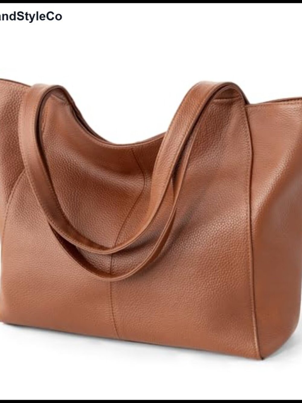 Soft Genuine Leather Tote Bag with Zipper Slouchy Leather Tote